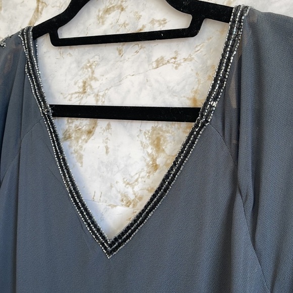 Adrianna Papell Embellished Tunic Sheer Blouse l SIZE L - Picture 4 of 11